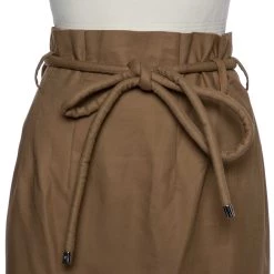 Oscar De La Renta Beige Cotton Paper Bag Waist Belted Midi Skirt M For Women -Oscar de la Renta Sales Shop luxury women oscar de la rentaslug used clothes p386253 003 scaled