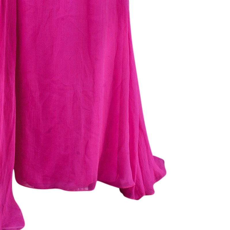 Oscar De La Renta Hot Pink Chiffon Belted Gown L For Women 7 Oscar De La Renta Hot Pink Chiffon Belted Gown L For Women - Image 5