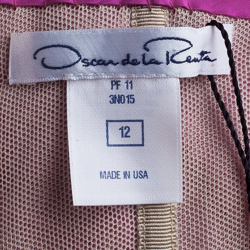 Oscar De La Renta Hot Pink Chiffon Belted Gown L For Women 10 Oscar De La Renta Hot Pink Chiffon Belted Gown L For Women - Image 8