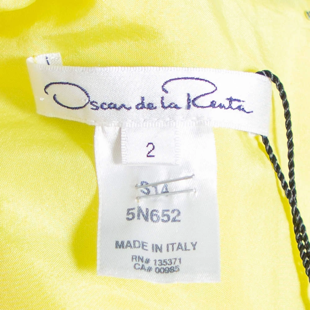 Oscar De La Renta Yellow Silk Front Drape Detail Sleeveless Midi Dress S For Women 8 Oscar De La Renta Yellow Silk Front Drape Detail Sleeveless Midi Dress S For Women - Image 6