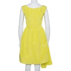 Oscar De La Renta Yellow Silk Front Drape Detail Sleeveless Midi Dress S For Women 11 Oscar De La Renta Yellow Silk Front Drape Detail Sleeveless Midi Dress S For Women -Oscar de la Renta Sales Shop luxury women oscar de la rentaslug used clothes p393186 008