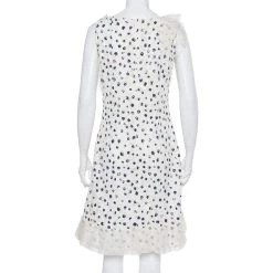 Oscar De La Renta White Painted Effect Lace Ruffle Detail Short Dress M For Women -Oscar de la Renta Sales Shop luxury women oscar de la rentaslug used clothes p395229 007