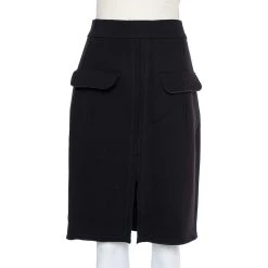 Oscar De La Renta Black Wool Paneled Short Skirt M For Women