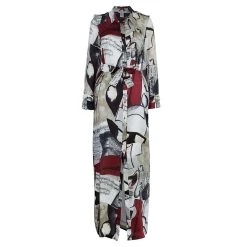 Oscar De La Renta Printed Silk Shirt Maxi Dress M For Women