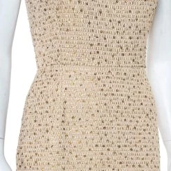 Oscar De La Renta Beige Tweed Sequin Embellished Sleeveless Sheath Dress S For Women -Oscar de la Renta Sales Shop luxury women oscar de la rentaslug used clothes p406757 002