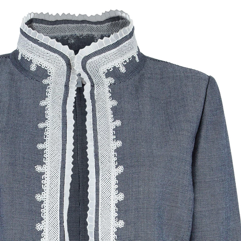 Oscar De La Renta Gray Embroidered Trimming Coat M For Women 6 Oscar De La Renta Gray Embroidered Trimming Coat M For Women - Image 4