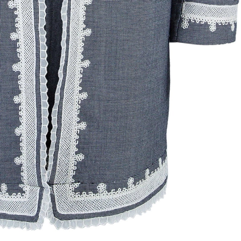 Oscar De La Renta Gray Embroidered Trimming Coat M For Women 7 Oscar De La Renta Gray Embroidered Trimming Coat M For Women - Image 5