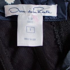 Oscar De La Renta Midnight Blue Printed Silk One Shoulder Asymmetric Hem Detail Evening Gown M For Women -Oscar de la Renta Sales Shop luxury women oscar de la rentaslug used clothes p413722 006