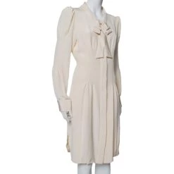 Oscar De La Renta Cream Silk Neck Tie Detail Button Front Shirt Dress L For Women 9 Oscar De La Renta Cream Silk Neck Tie Detail Button Front Shirt Dress L For Women -Oscar de la Renta Sales Shop luxury women oscar de la rentaslug used clothes p414578 003