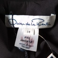 Oscar De La Renta Black Knit Draped Detail Collarless Button Front Blazer XL For Women -Oscar de la Renta Sales Shop luxury women oscar de la rentaslug used clothes p418847 002