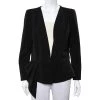 Oscar De La Renta Black Knit Draped Detail Collarless Button Front Blazer XL For Women