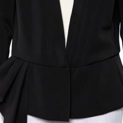 Oscar De La Renta Black Knit Draped Detail Collarless Button Front Blazer XL For Women -Oscar de la Renta Sales Shop luxury women oscar de la rentaslug used clothes p418847 007