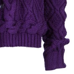 Oscar De La Renta Purple Cable Knit Wool Cardigan L For Women -Oscar de la Renta Sales Shop luxury women oscar de la rentaslug used clothes p42784 005