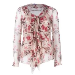 Oscar De La Renta Floral Chiffon Top S For Women
