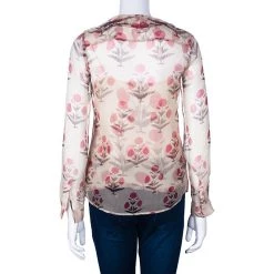 Oscar De La Renta Floral Chiffon Top S For Women -Oscar de la Renta Sales Shop luxury women oscar de la rentaslug used clothes p42980 003