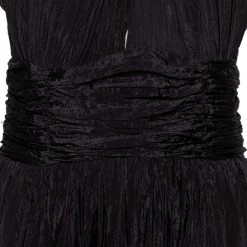 Oscar De La Renta Black Silk Plissé Asymmetrical Hem Detail Flared Gown M For Women -Oscar de la Renta Sales Shop luxury women oscar de la rentaslug used clothes p437153 002