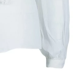 Oscar De La Renta White Crinkle Chiffon Top S For Women -Oscar de la Renta Sales Shop luxury women oscar de la rentaslug used clothes p44395 005