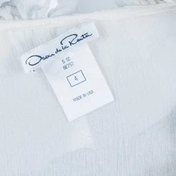 Oscar De La Renta White Crinkle Chiffon Top S For Women -Oscar de la Renta Sales Shop luxury women oscar de la rentaslug used clothes p44395 008