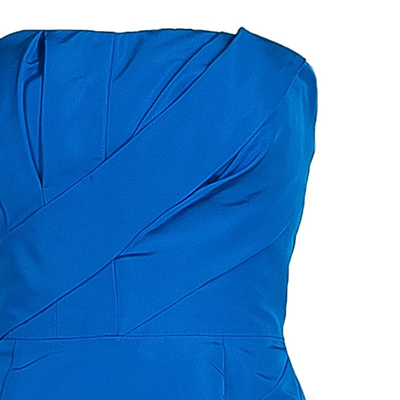 Oscar De La Renta Blue Silk Faille Trumpet Gown M For Women 6 Oscar De La Renta Blue Silk Faille Trumpet Gown M For Women - Image 4