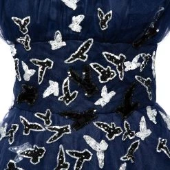 Oscar De La Renta Navy Blue Tulle Sequin Embellished Tiered Midi Dress M For Women -Oscar de la Renta Sales Shop luxury women oscar de la rentaslug used clothes p450558 002