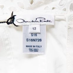 Oscar De La Renta White Lace Ruffle Detail Draped Peplum Top L For Women -Oscar de la Renta Sales Shop luxury women oscar de la rentaslug used clothes p453103 004