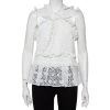 Oscar De La Renta White Lace Ruffle Detail Draped Peplum Top L For Women