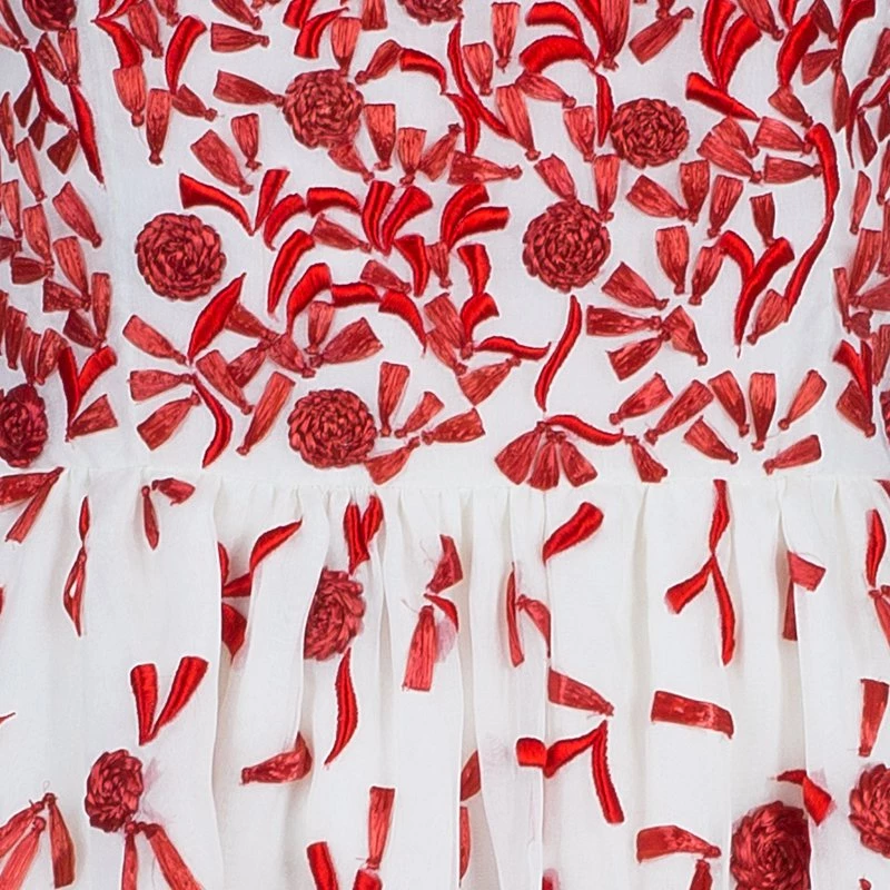 Oscar De La Renta White Organza Embellished Dress S For Women 9 Oscar De La Renta White Organza Embellished Dress S For Women - Image 7