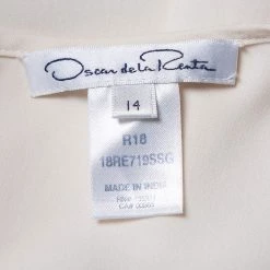 Oscar De La Renta Off White Silk Grid Neckline Detail Top XL For Women -Oscar de la Renta Sales Shop luxury women oscar de la rentaslug used clothes p456201 003