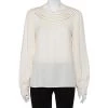 Oscar De La Renta Off White Silk Grid Neckline Detail Top XL For Women 1 Oscar De La Renta Off White Silk Grid Neckline Detail Top XL For Women -Oscar de la Renta Sales Shop luxury women oscar de la rentaslug used clothes p456201 005