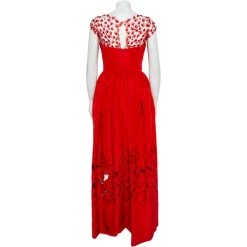 Oscar De La Renta Red Sequin Floral Embellished Cutout Detail Ball Gown L For Women -Oscar de la Renta Sales Shop luxury women oscar de la rentaslug used clothes p459724 003