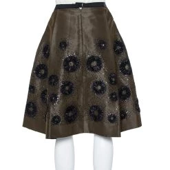 Oscar De La Renta Olive Green Silk Sequin Embellished Pleated Skirt S For Women 10 Oscar De La Renta Olive Green Silk Sequin Embellished Pleated Skirt S For Women -Oscar de la Renta Sales Shop luxury women oscar de la rentaslug used clothes p461555 004