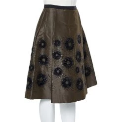 Oscar De La Renta Olive Green Silk Sequin Embellished Pleated Skirt S For Women 9 Oscar De La Renta Olive Green Silk Sequin Embellished Pleated Skirt S For Women -Oscar de la Renta Sales Shop luxury women oscar de la rentaslug used clothes p461555 006