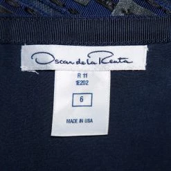 Oscar De La Renta Navy Blue Synthetic & Faux Leather Trim Pencil Skirt M For Women -Oscar de la Renta Sales Shop luxury women oscar de la rentaslug used clothes p461957 002