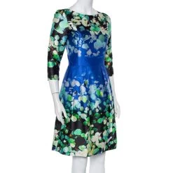 Oscar De La Renta Multicolor Floral Printed Silk & Cotton Sheath Dress S For Women -Oscar de la Renta Sales Shop luxury women oscar de la rentaslug used clothes p461971 001