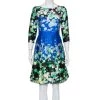 Oscar De La Renta Multicolor Floral Printed Silk & Cotton Sheath Dress S For Women