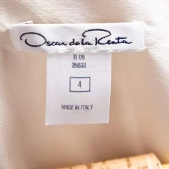 Oscar De La Renta Cream & Brown Silk Pleated Belted Mini Dress S For Women -Oscar de la Renta Sales Shop luxury women oscar de la rentaslug used clothes p465192 006