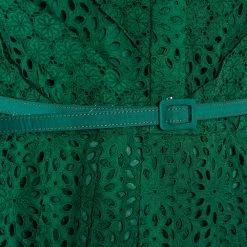 Oscar De La Renta Green Eyelet Lace Belted Midi Dress L For Women -Oscar de la Renta Sales Shop luxury women oscar de la rentaslug used clothes p467844 002