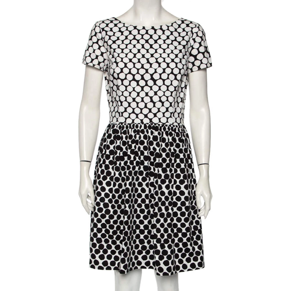 Oscar De La Renta Polka Dotted Cotton Poplin Dress M For Women 3 Oscar De La Renta Polka Dotted Cotton Poplin Dress M For Women