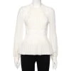Oscar De La Renta Cream Silk Plisse Lace Detail Long Sleeve Blouse S For Women -Oscar de la Renta Sales Shop luxury women oscar de la rentaslug used clothes p491219 006