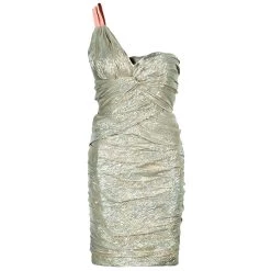 Oscar De La Renta Gold One Shoulder Dress M For Women