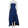 Oscar De La Renta Blue Floral Devore Lace Strapless Gown XL For Women