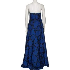 Oscar De La Renta Blue Floral Devore Lace Strapless Gown XL For Women -Oscar de la Renta Sales Shop luxury women oscar de la rentaslug used clothes p504027 006