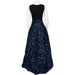 Oscar De La Renta Black Knit & Floral Jacquard Paneled Sleeveless Gown S For Women -Oscar de la Renta Sales Shop luxury women oscar de la rentaslug used clothes p525816 006