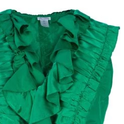 Oscar De La Renta Emerald Ruffle Satin Sleeveless Top L For Women -Oscar de la Renta Sales Shop luxury women oscar de la rentaslug used clothes p5263 004