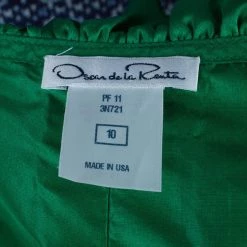 Oscar De La Renta Emerald Ruffle Satin Sleeveless Top L For Women -Oscar de la Renta Sales Shop luxury women oscar de la rentaslug used clothes p5263 008
