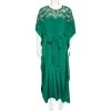 Oscar De La Renta Green Silk Embellished Belted Kaftan Dress M For Women