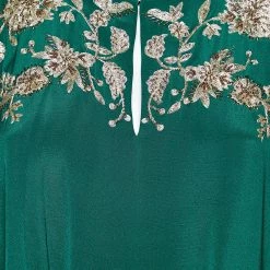 Oscar De La Renta Green Silk Embellished Belted Kaftan Dress M For Women -Oscar de la Renta Sales Shop luxury women oscar de la rentaslug used clothes p532813 006