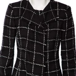 Oscar De La Renta Monochrome Embroidered Wool Button Front Jacket M For Women -Oscar de la Renta Sales Shop luxury women oscar de la rentaslug used clothes p534208 005