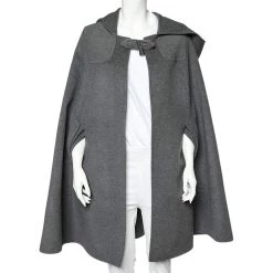 Oscar De La Renta Grey Orylag Wool Hooded Cape S For Women
