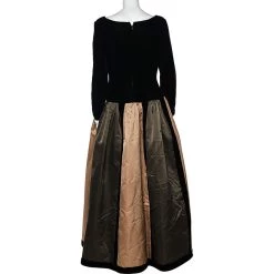Oscar De La Renta Colorblock Silk & Velvet Long Sleeve Evening Gown L For Women -Oscar de la Renta Sales Shop luxury women oscar de la rentaslug used clothes p560329 006